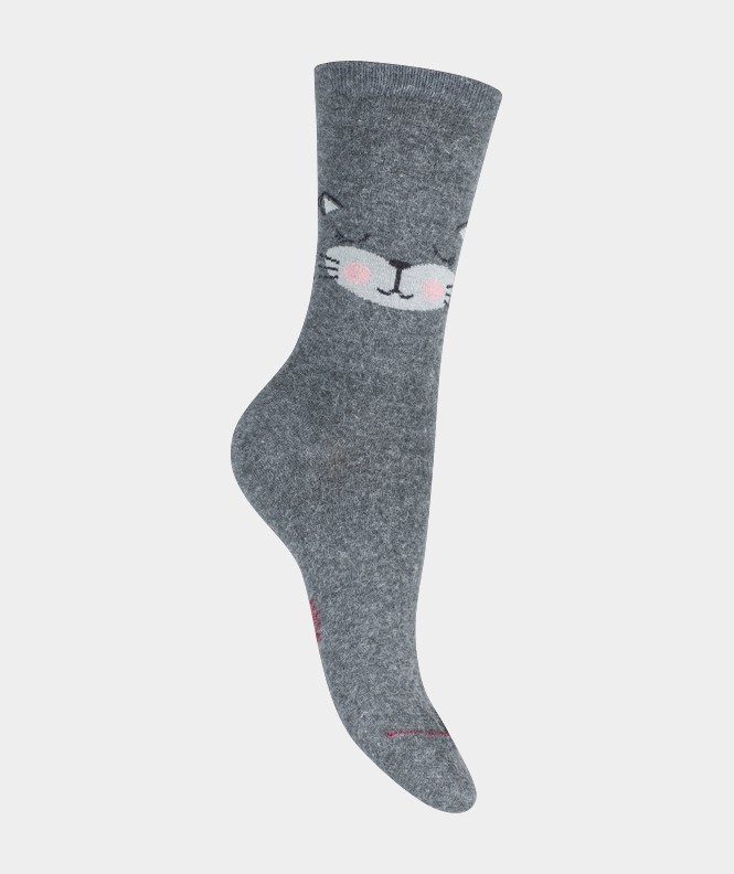 Mi Chaussettes Tête De Chat Angora Et Viscose Gris